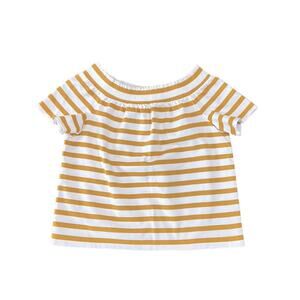 J. crew off the shoulder short sleeve white and yellow striped shirt size xs